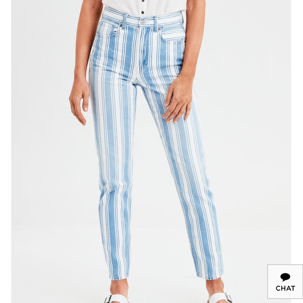 American Eagle stripped jeans